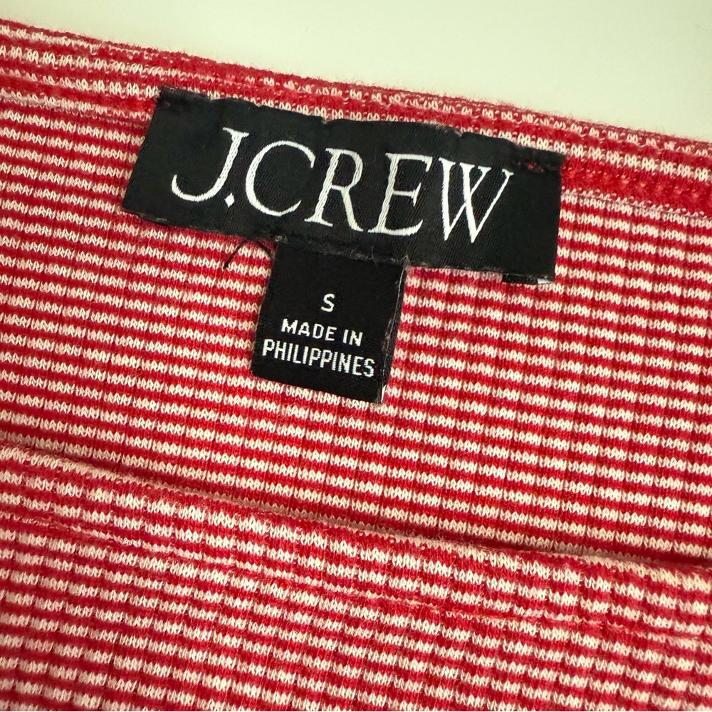 J Crew Vintage Rib Ruffle Boatneck Top Red Small - Picture 5 of 7